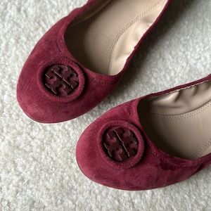 Tory Burch Burgundy Suede Ballet Flats Sz 7